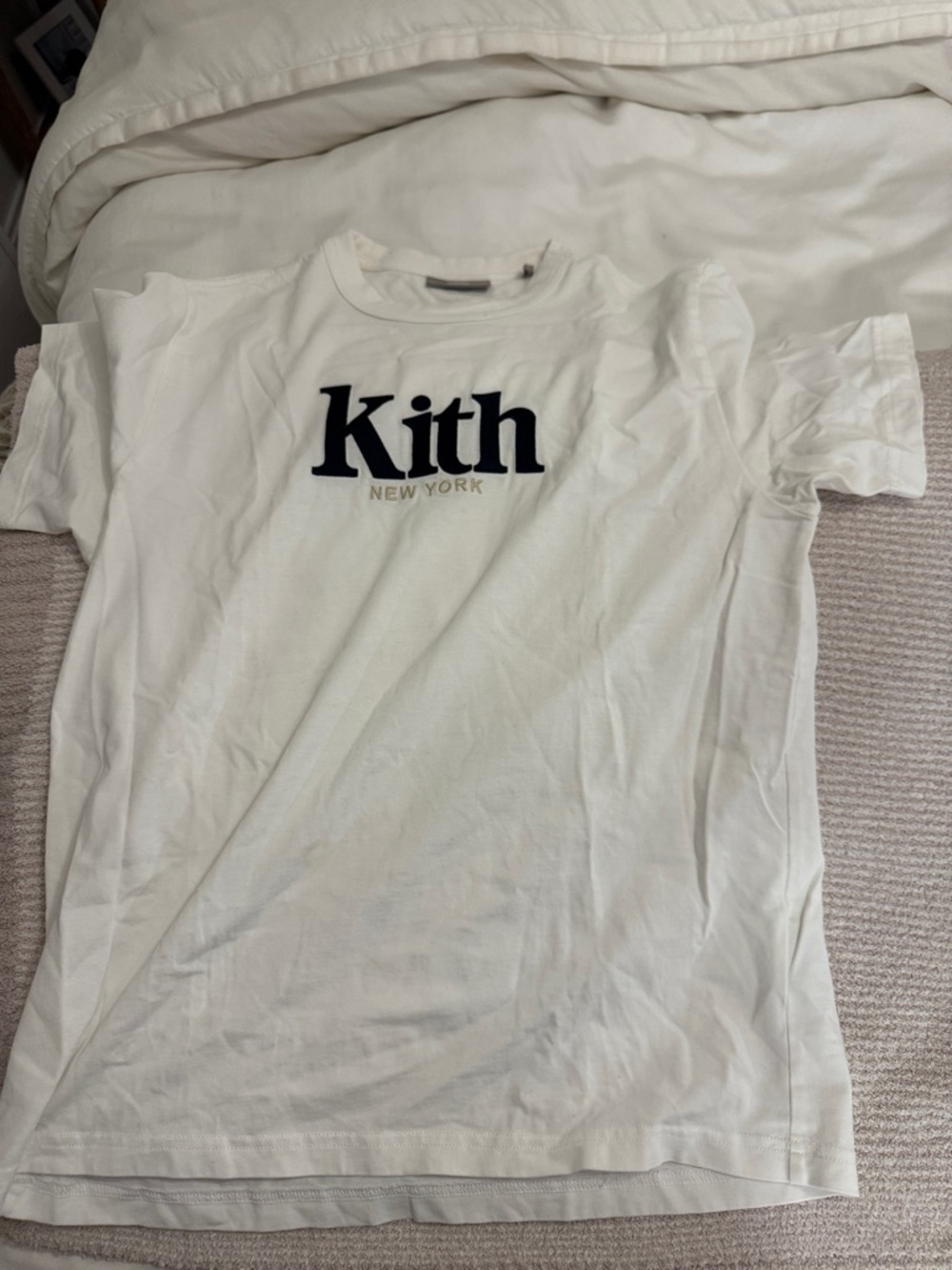 Kith White Tee with Navy Logo